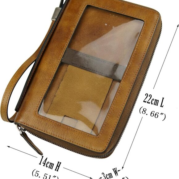 Women's Wallet Leather Clutch Purse and Handbag Wristlet Phone Wallet Case Brown - Picture 2 of 7